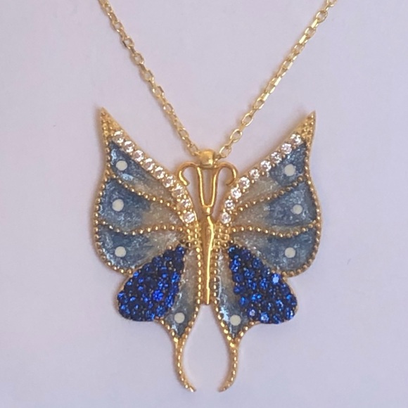 Jewelry - RESTOCK🦋Butterfly necklace sapphire cz silver